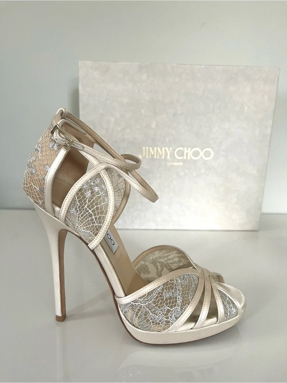 AUTHENTIC JIMMY CHOO ITALIAN LACE HEELS